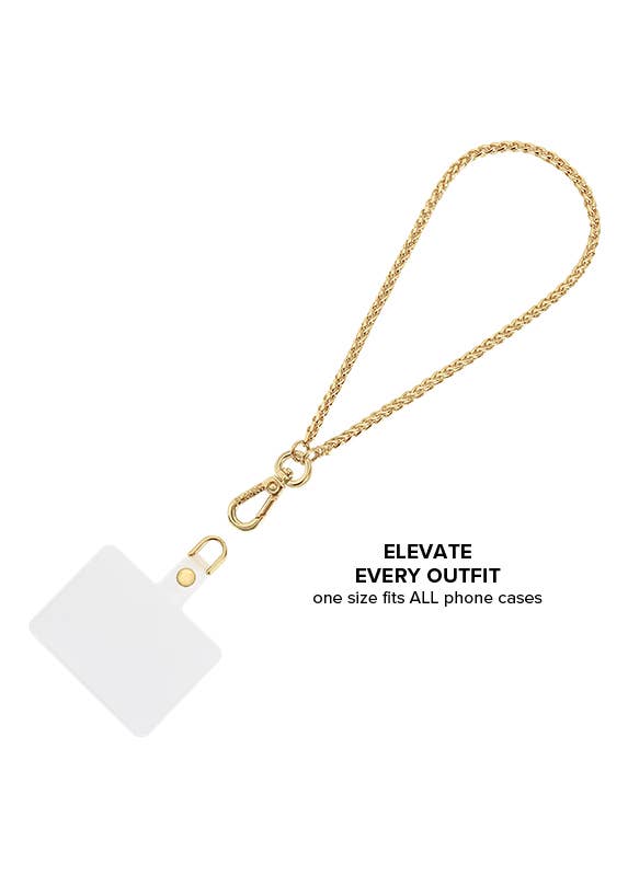 Gold Wheat Braid Chain Phone Charm
