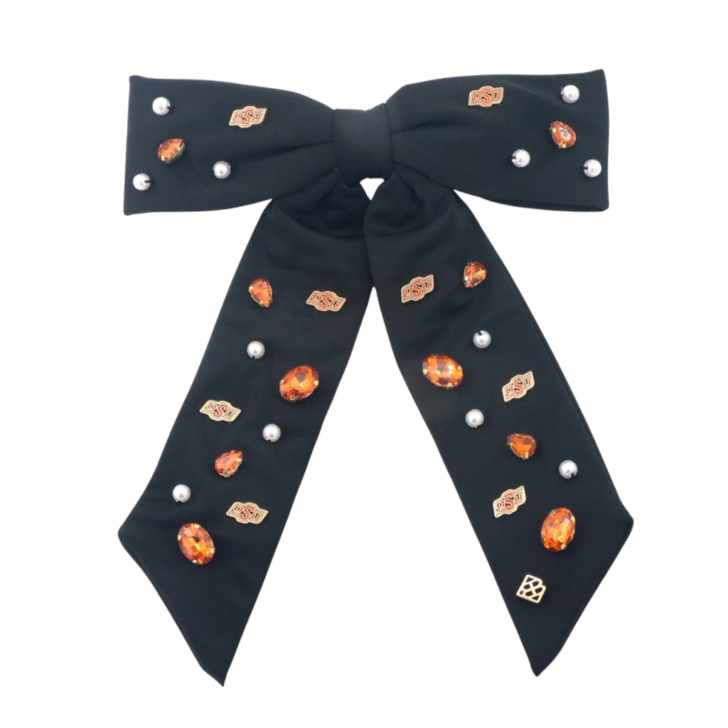 Oklahoma State Black Bow Barrette