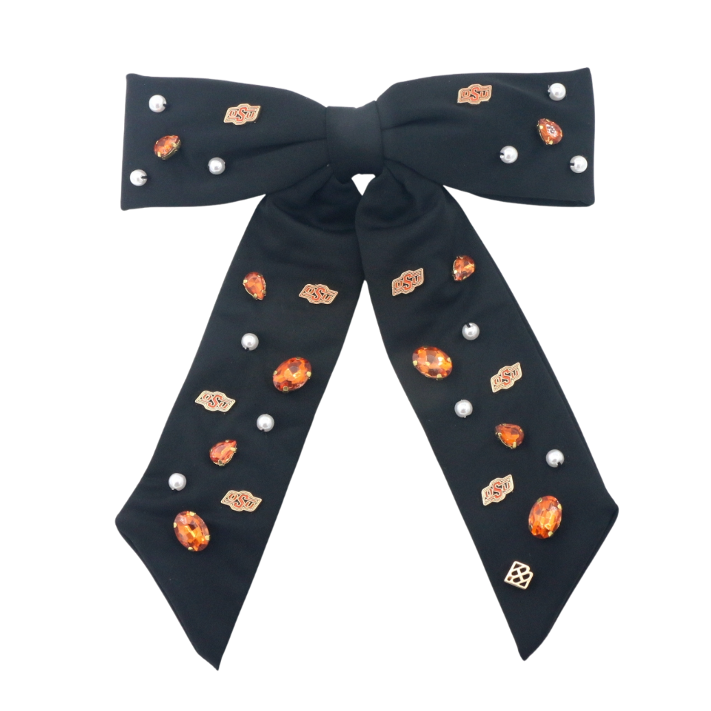 Oklahoma State Black Bow Barrette