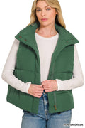 High Neck Puffer Vest: HUNTER GREEN