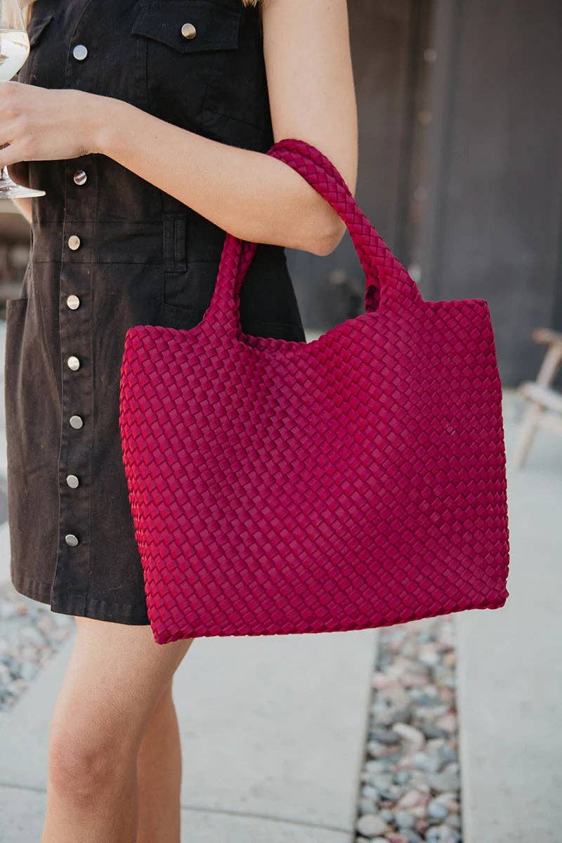 Wine Woven Texture Tote Bag
