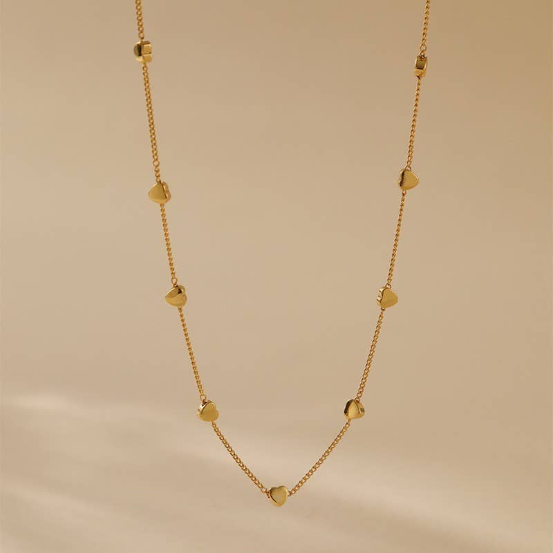18K STAINLESS STEEL TARNISH FREE HEART NECKLACE | 40NK9518: GOLD