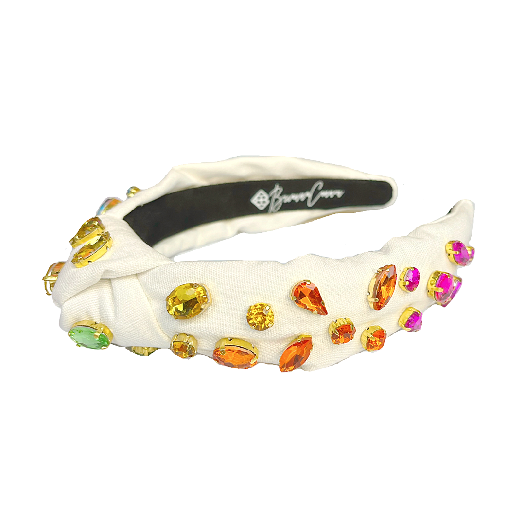 Adult Size Ivory Headband with Rainbow Gradient Hand-Sewn Crystals: Required In-Store Price: $75