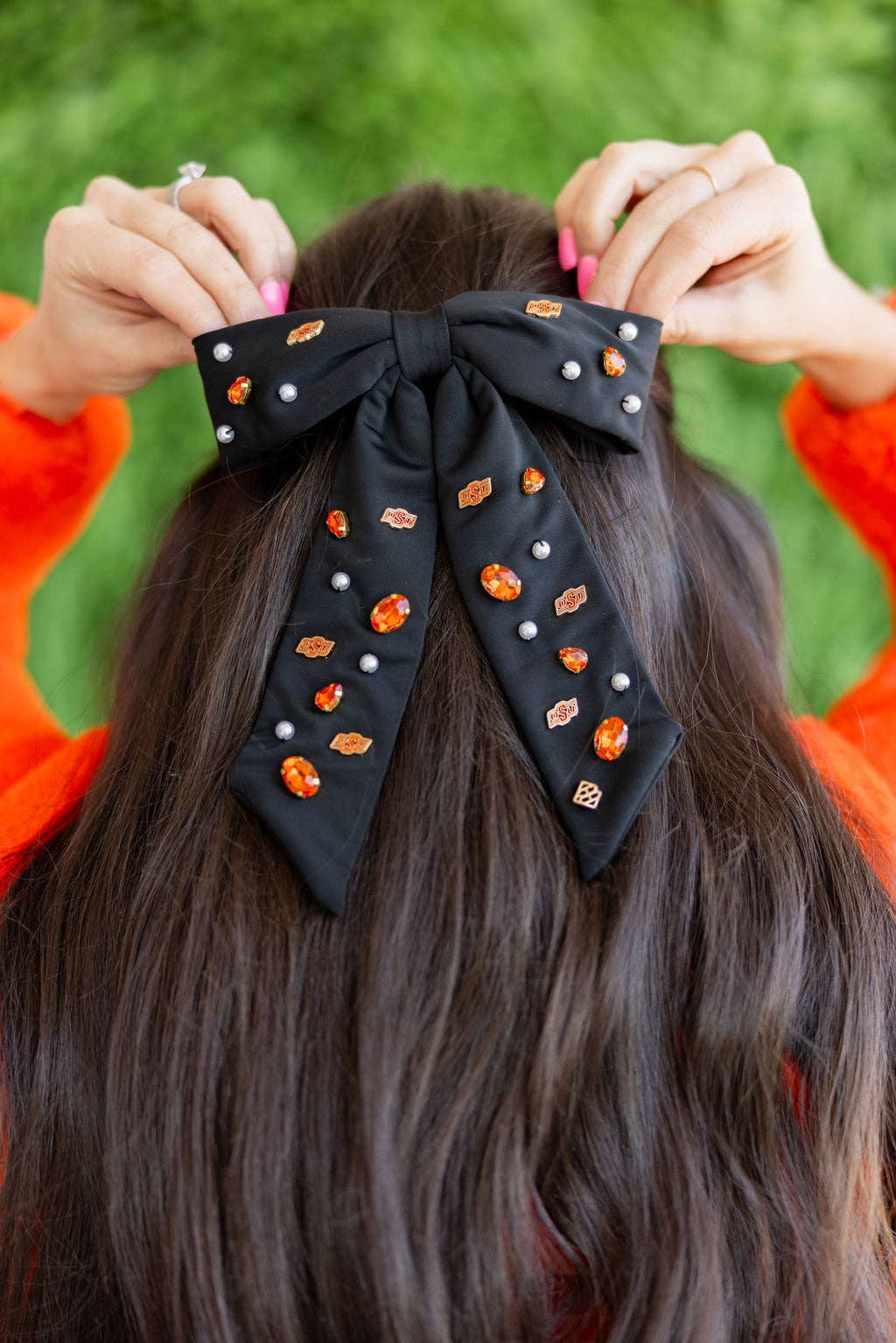 Oklahoma State Black Bow Barrette