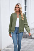 Quilted Bomber Jacket Green