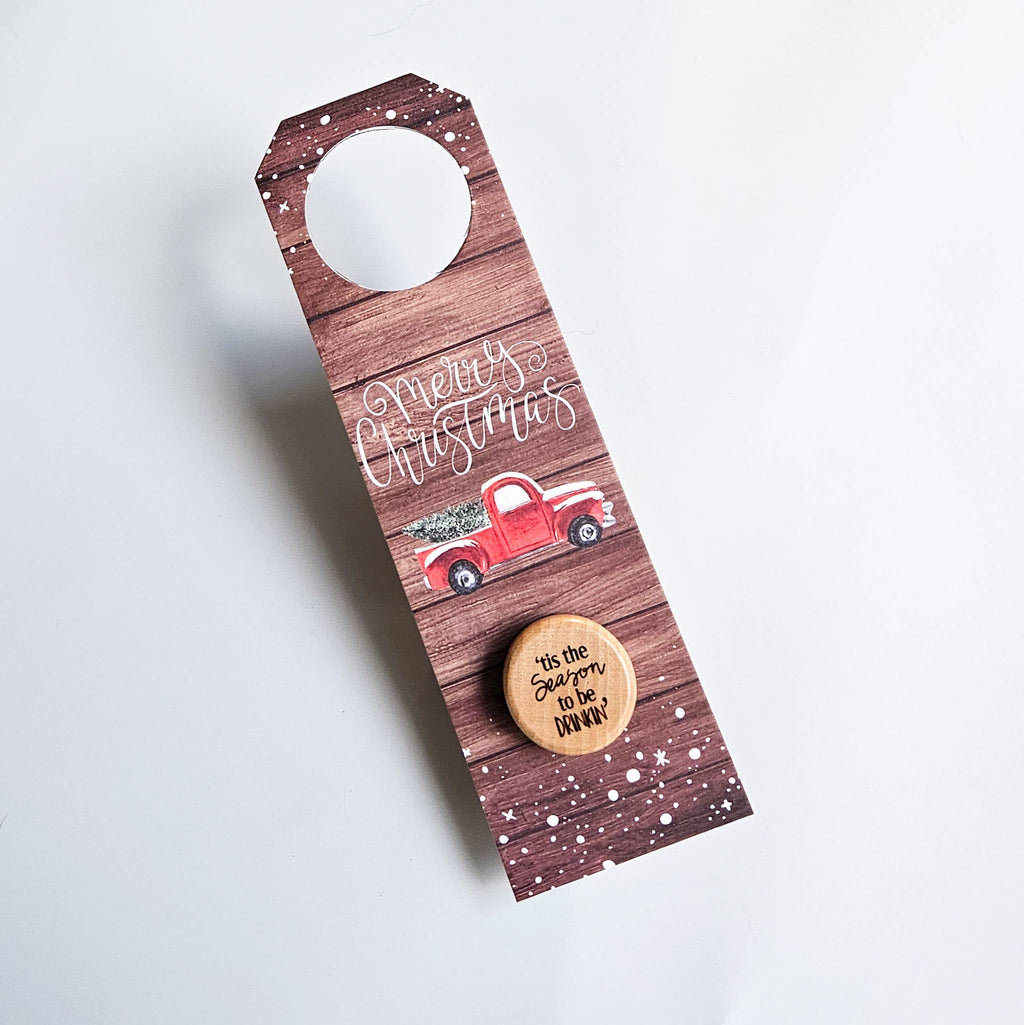 Christmas Wine Bottle Gift Tag & Stopper
