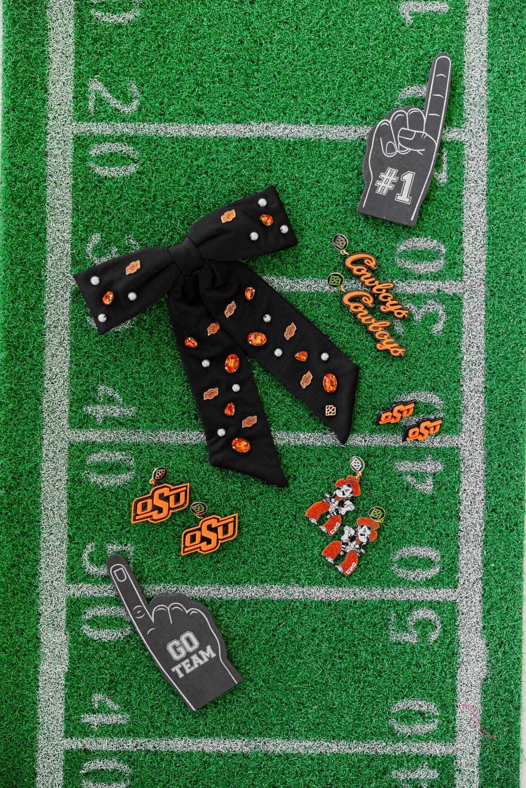 Oklahoma State Black Bow Barrette