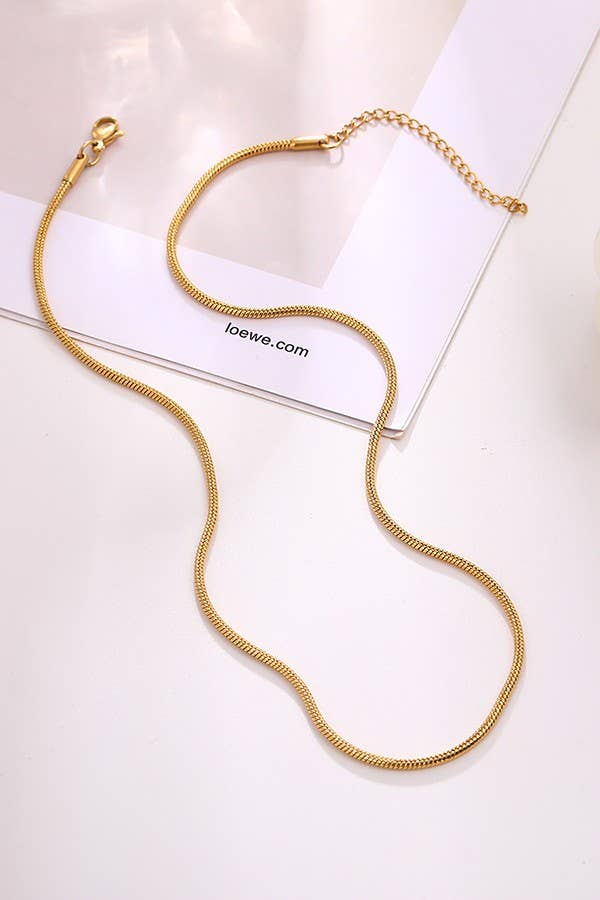 STAINLESS STEEL WATERPROOF TARNISH FREE NECKLACE | 40NK318: SNAKE
