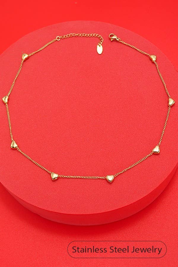 18K STAINLESS STEEL TARNISH FREE HEART NECKLACE | 40NK9518: GOLD