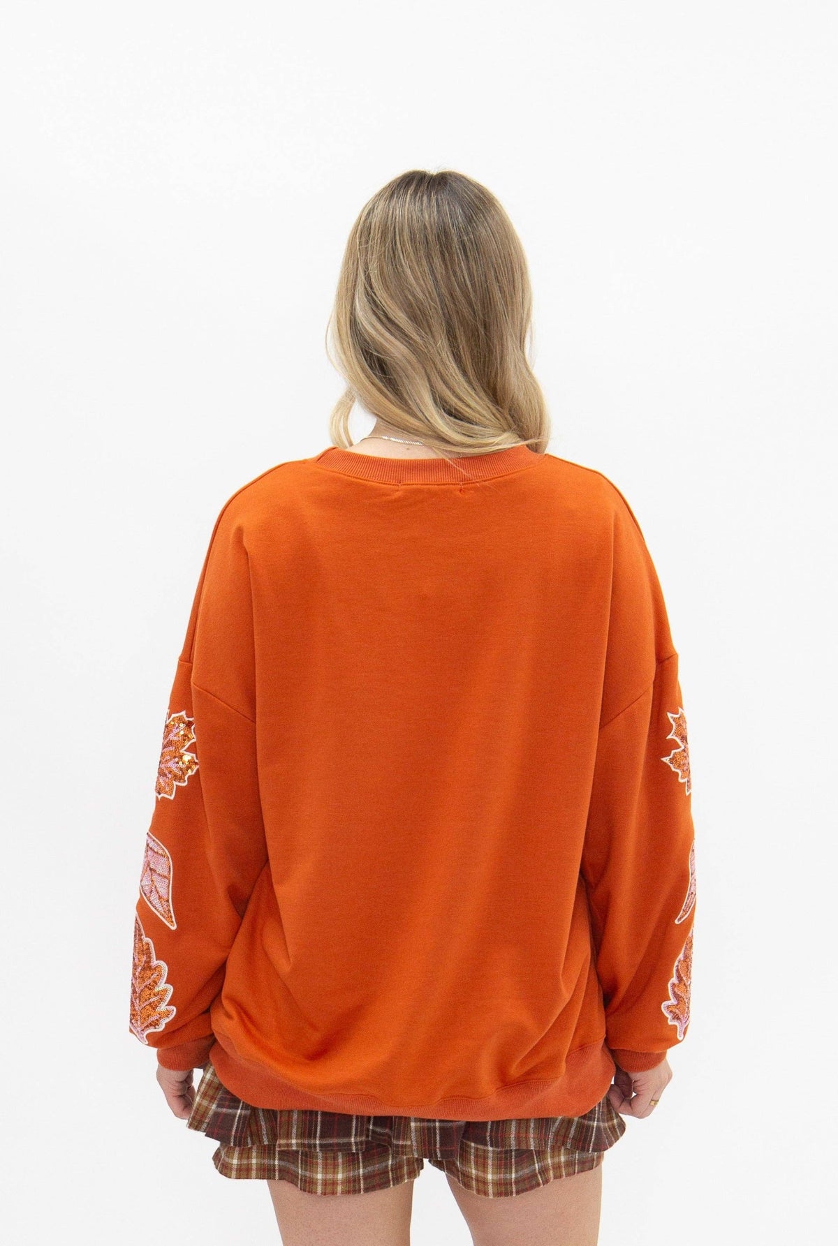 Sequin "Hello Fall" Orange Top