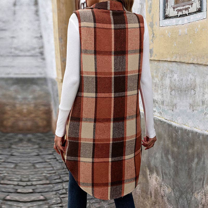 Long Plaid Vest