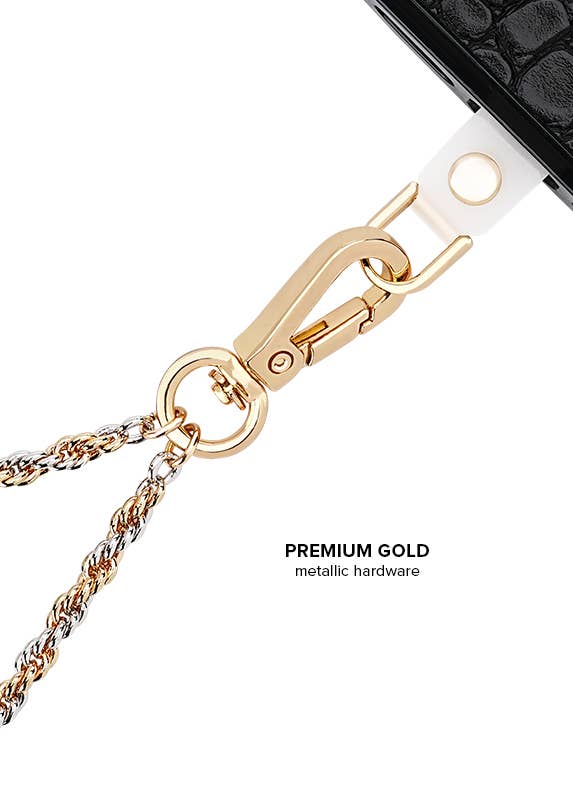 Two-Tone Gold & Silver Rope Chain Phone Charm