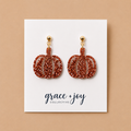 Glitter Orange Pumpkin Dangle Earrings, Acrylic Earrings