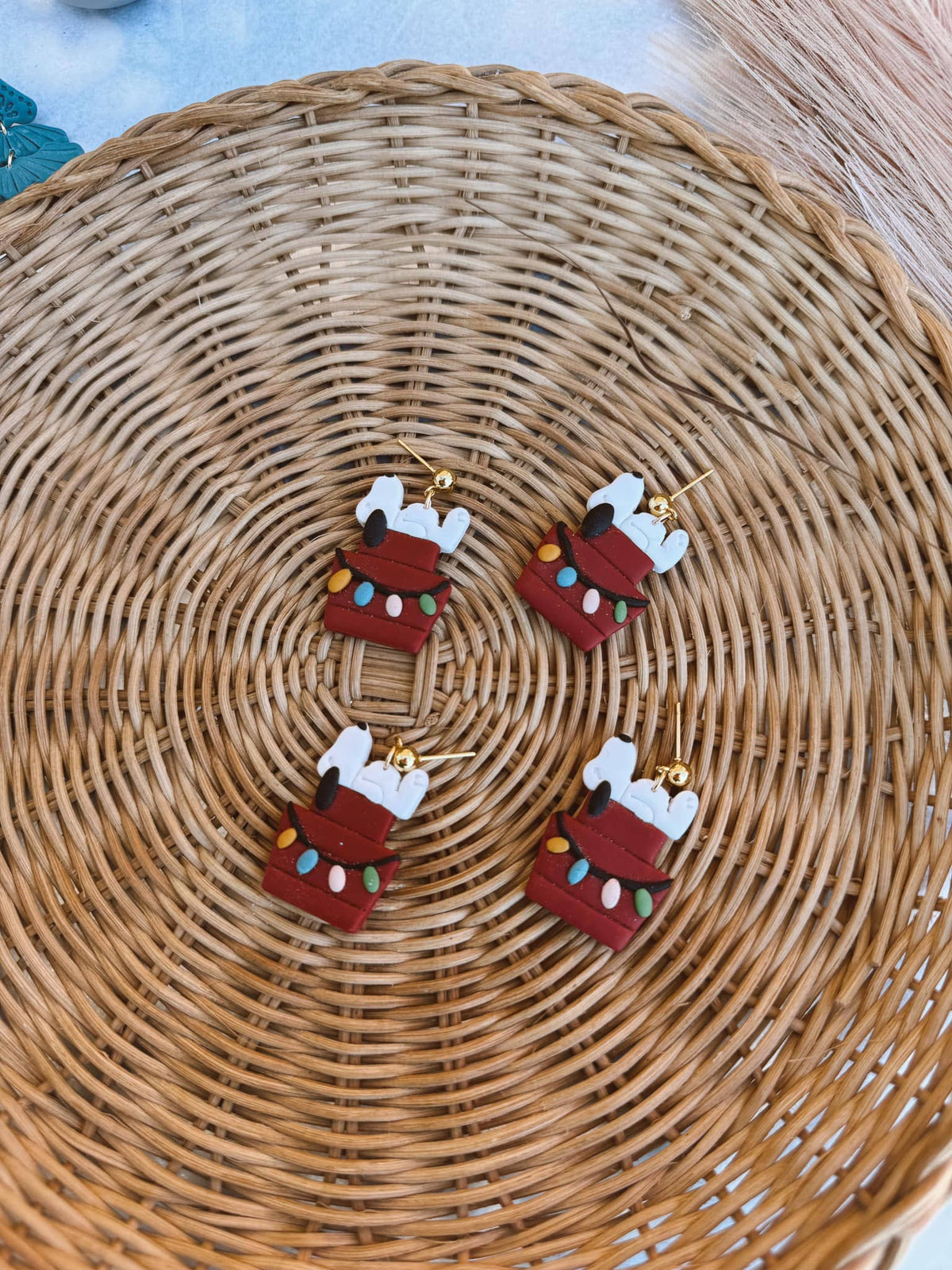 Dog Christmas House Polymer Clay Earrings | classic movies