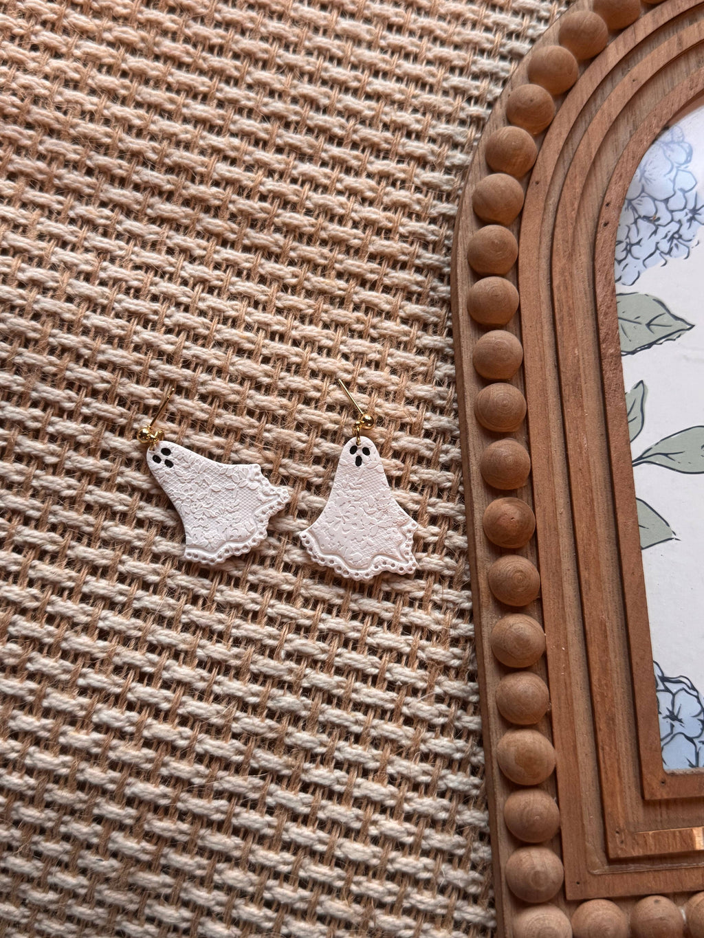 White Lace Ghosts | Polymer Clay Earrings