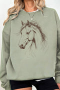 HORSE SKETCH GRAPHIC BRUSHED SWEATSHIRTS