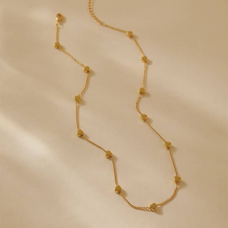 18K STAINLESS STEEL TARNISH FREE HEART NECKLACE | 40NK9518: GOLD