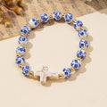 BLUE CERAMIC PORCELAIN CROSS CHARM BRACELET | 40B5175: CROSS
