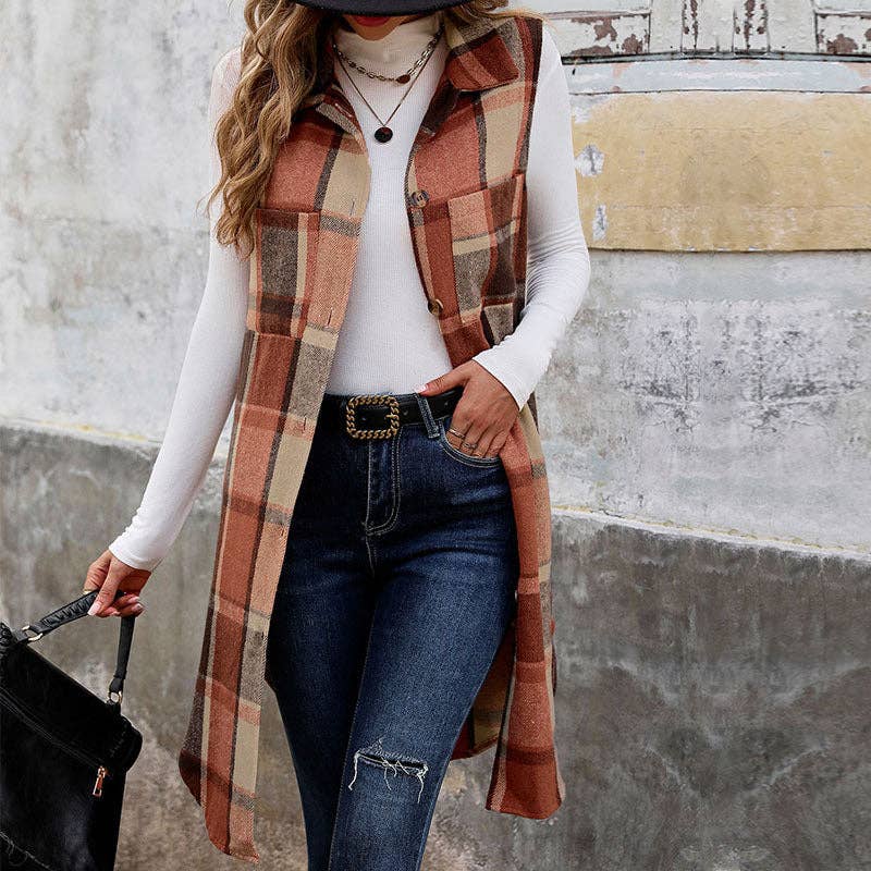 Long Plaid Vest
