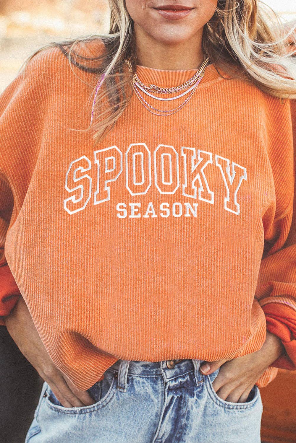SPOOKY SEASON Twisted Ribbed Sweatshirt
