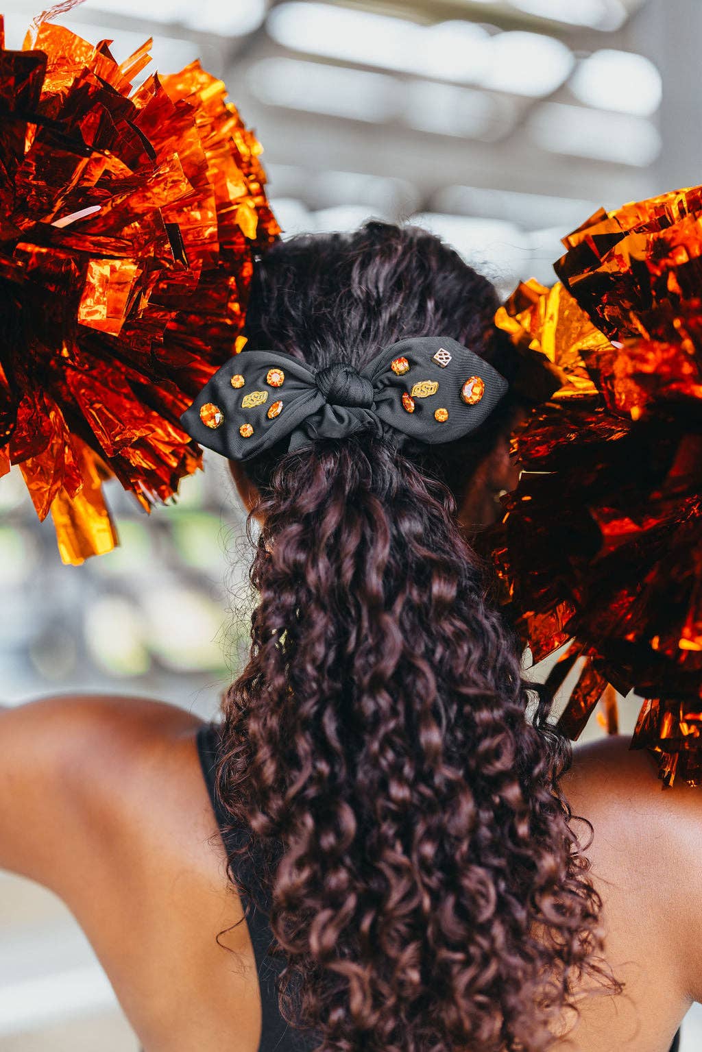 Oklahoma State University Black Logo Bow Scrunchie