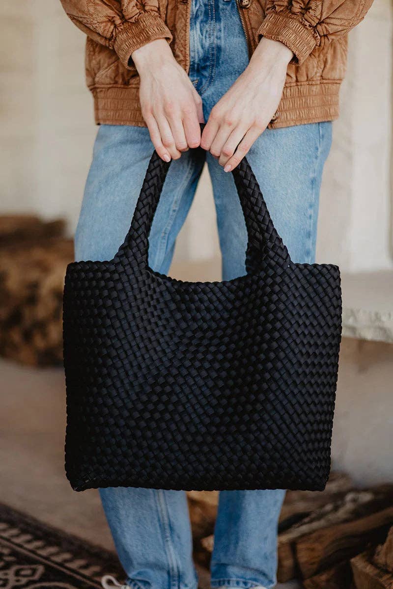 Black Woven Tote Bag