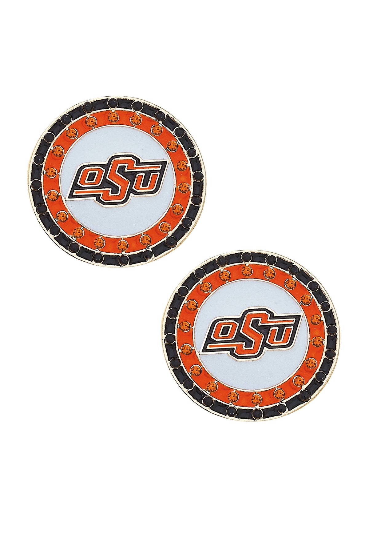 Oklahoma State Cowboys Pave Disc Stud Earrings