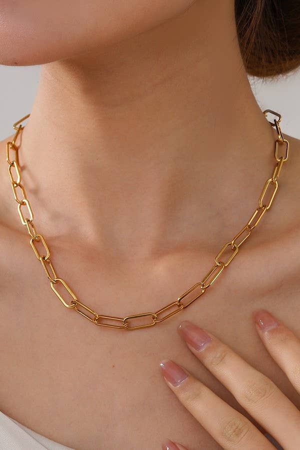 STAINLESS STEEL WATERPROOF TARNISH FREE NECKLACE | PAPERCLIP