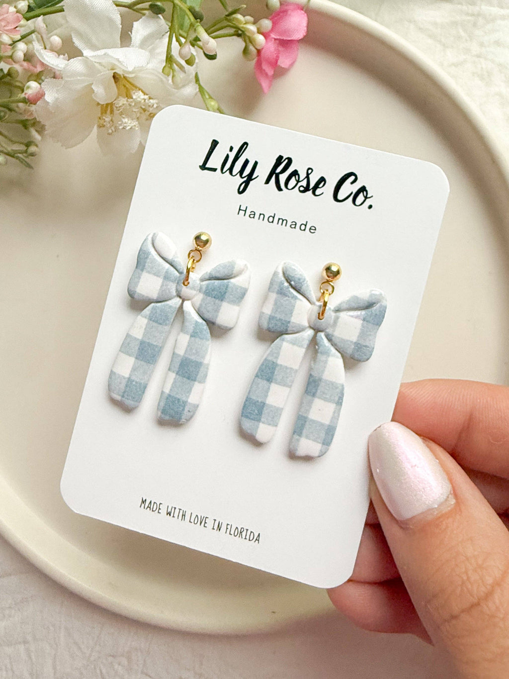 Blue Gingham Bows