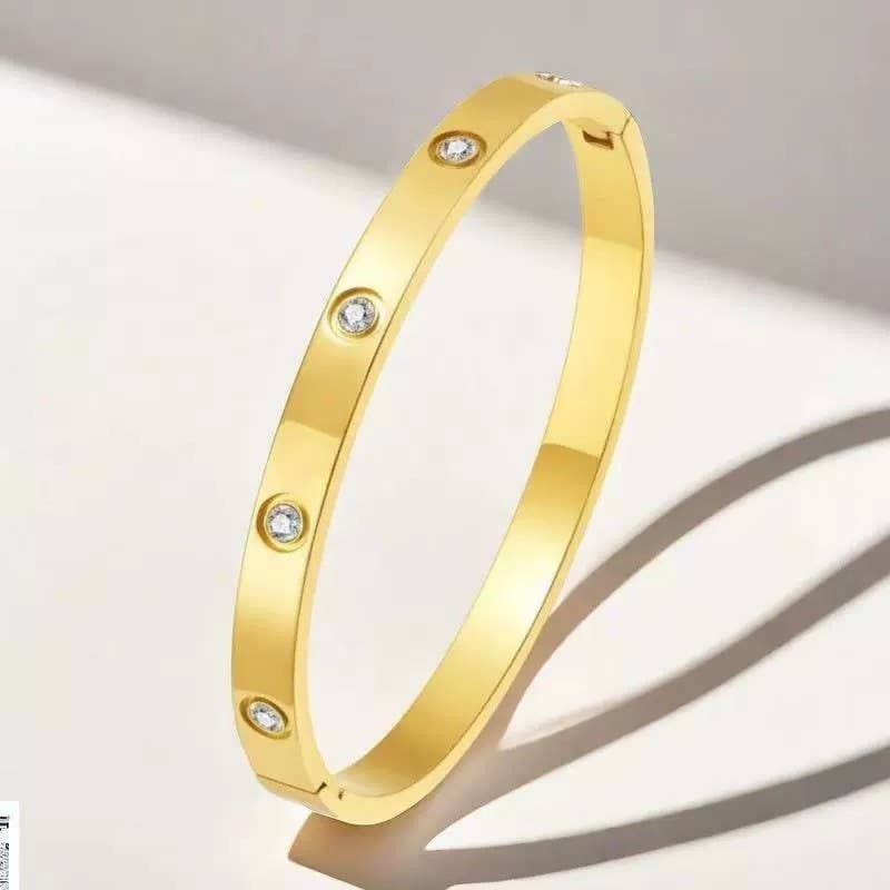 18K NON-TARNISH WATERPROOF STAINLESS STEEL BANGLE | 40B5153: Gold