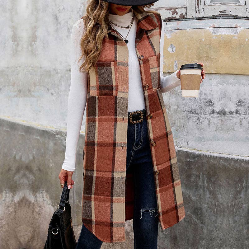 Long Plaid Vest