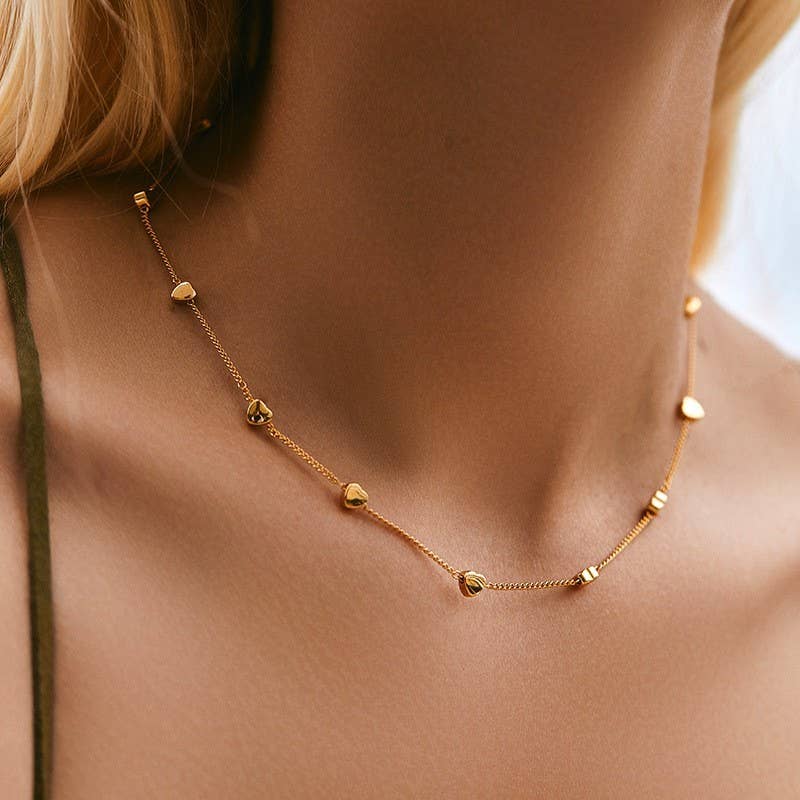 18K STAINLESS STEEL TARNISH FREE HEART NECKLACE | 40NK9518: GOLD