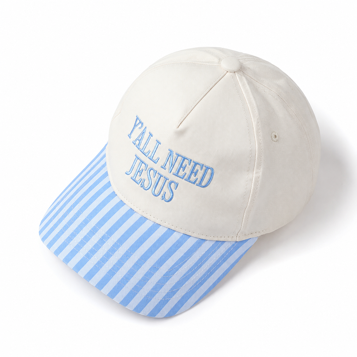 "Y'all Need Jesus" Stripe Baseball Cap | 40HW755: Blue