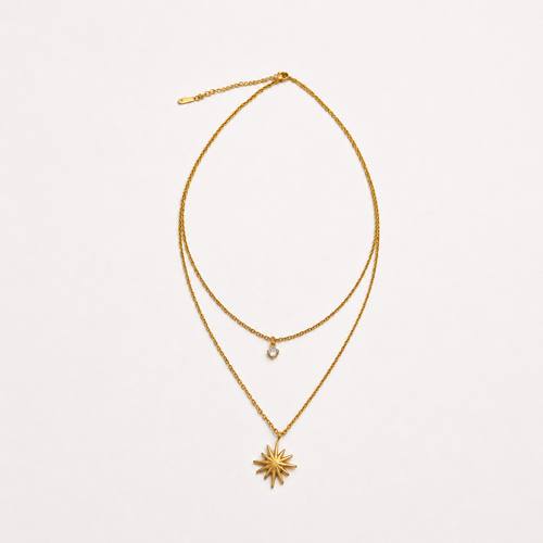18K STAINLESS STEEL TARNISH FREE LAYERED NECKLACE | 40NK9538: GOLD