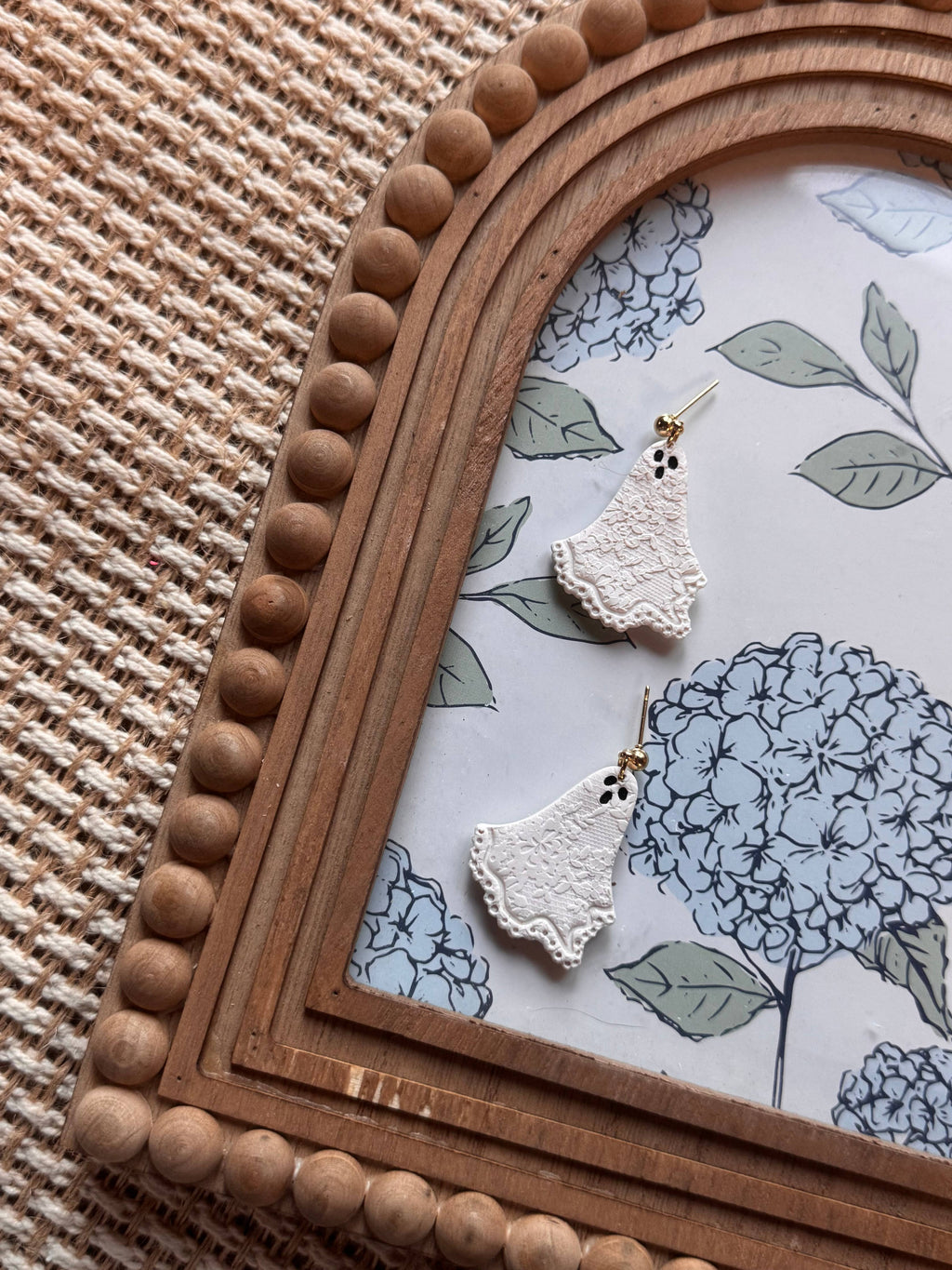 White Lace Ghosts | Polymer Clay Earrings