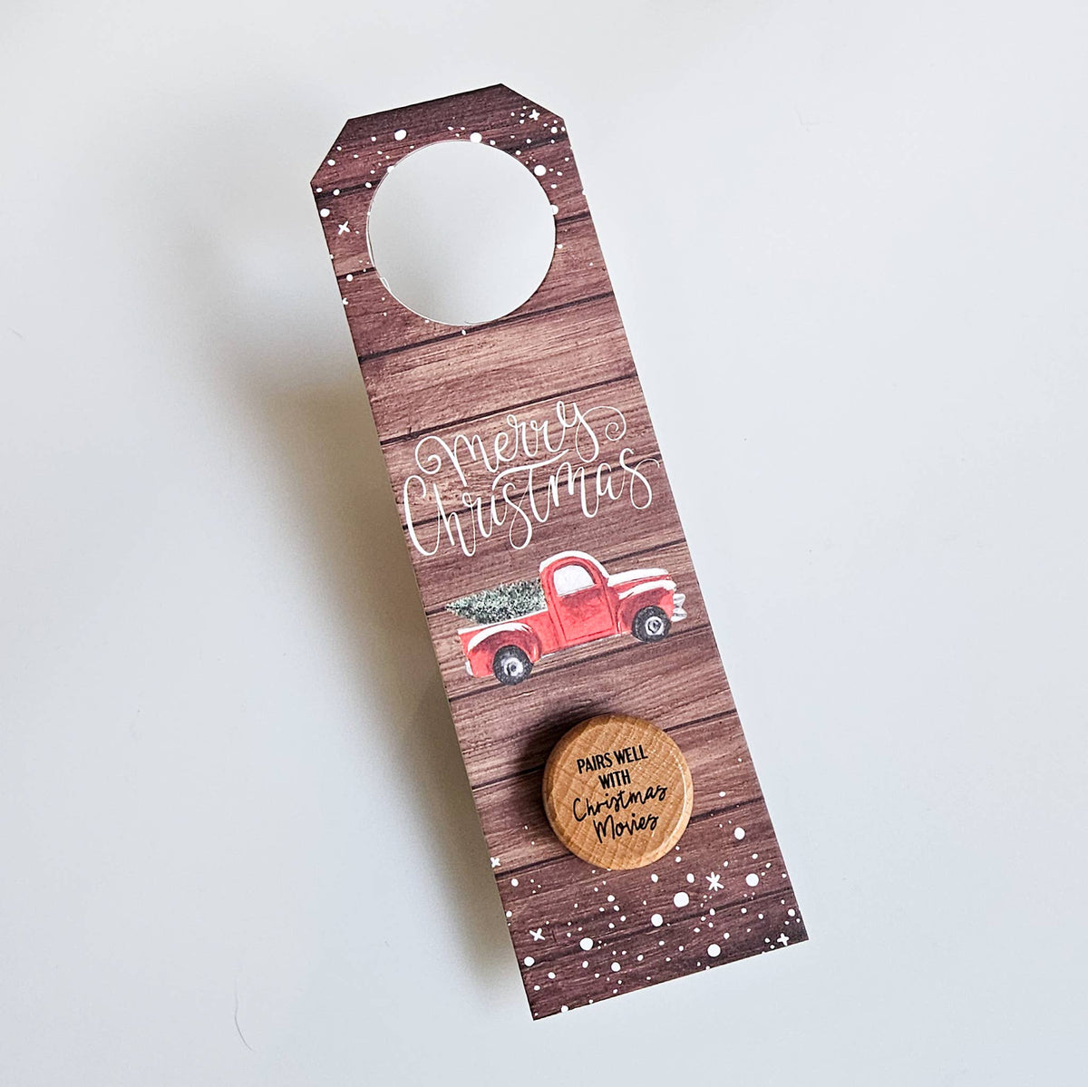 Christmas Wine Bottle Gift Tag & Stopper