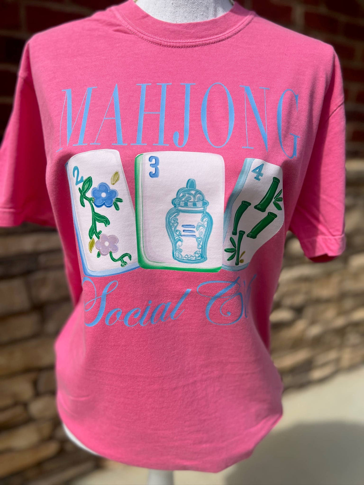 Mahjong Social Club on Comfort Colors Crunchberry