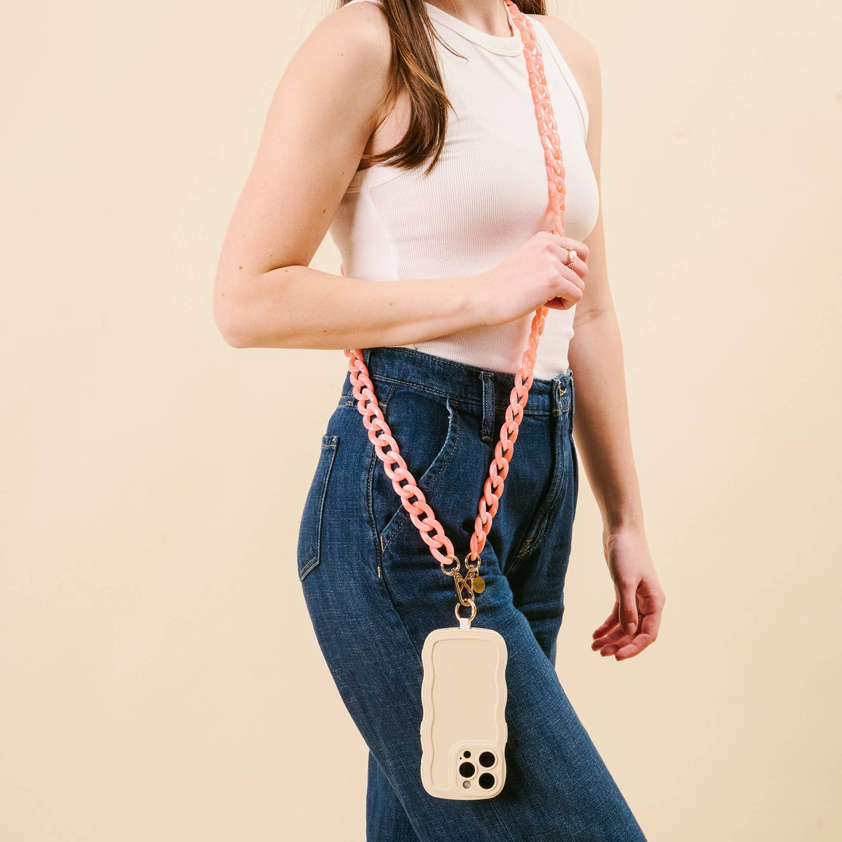 Hold the Phone Crossbody Chain-Marble Bubblegum