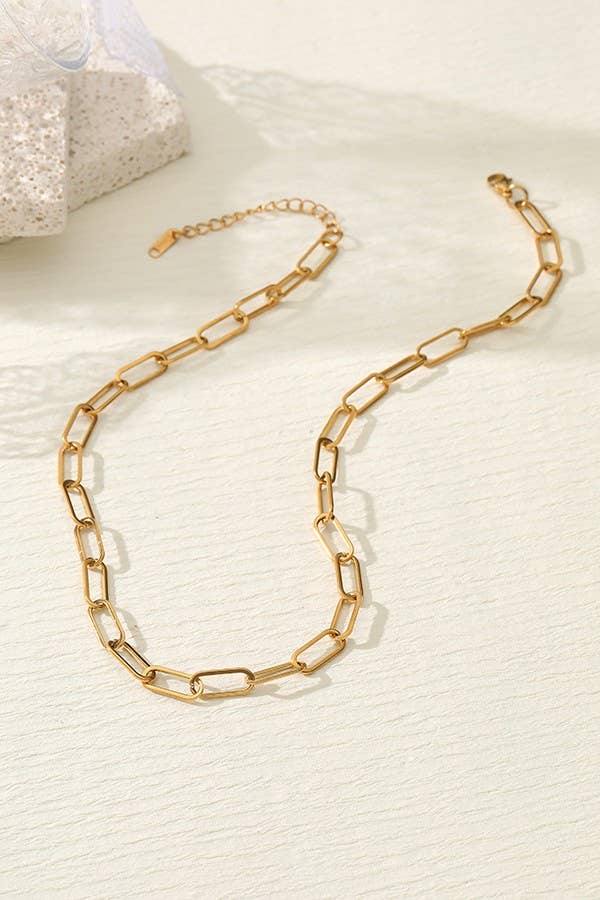 STAINLESS STEEL WATERPROOF TARNISH FREE NECKLACE | PAPERCLIP