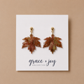 Marble Glitter Fall Leaf Earrings, Acrylic Earrings