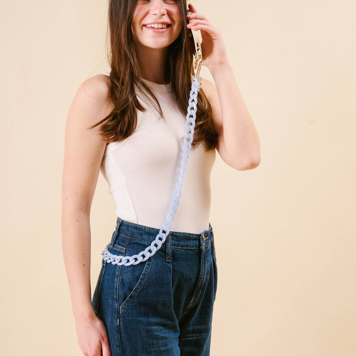 Hold the Phone Crossbody Chain-Marble Sky Blue