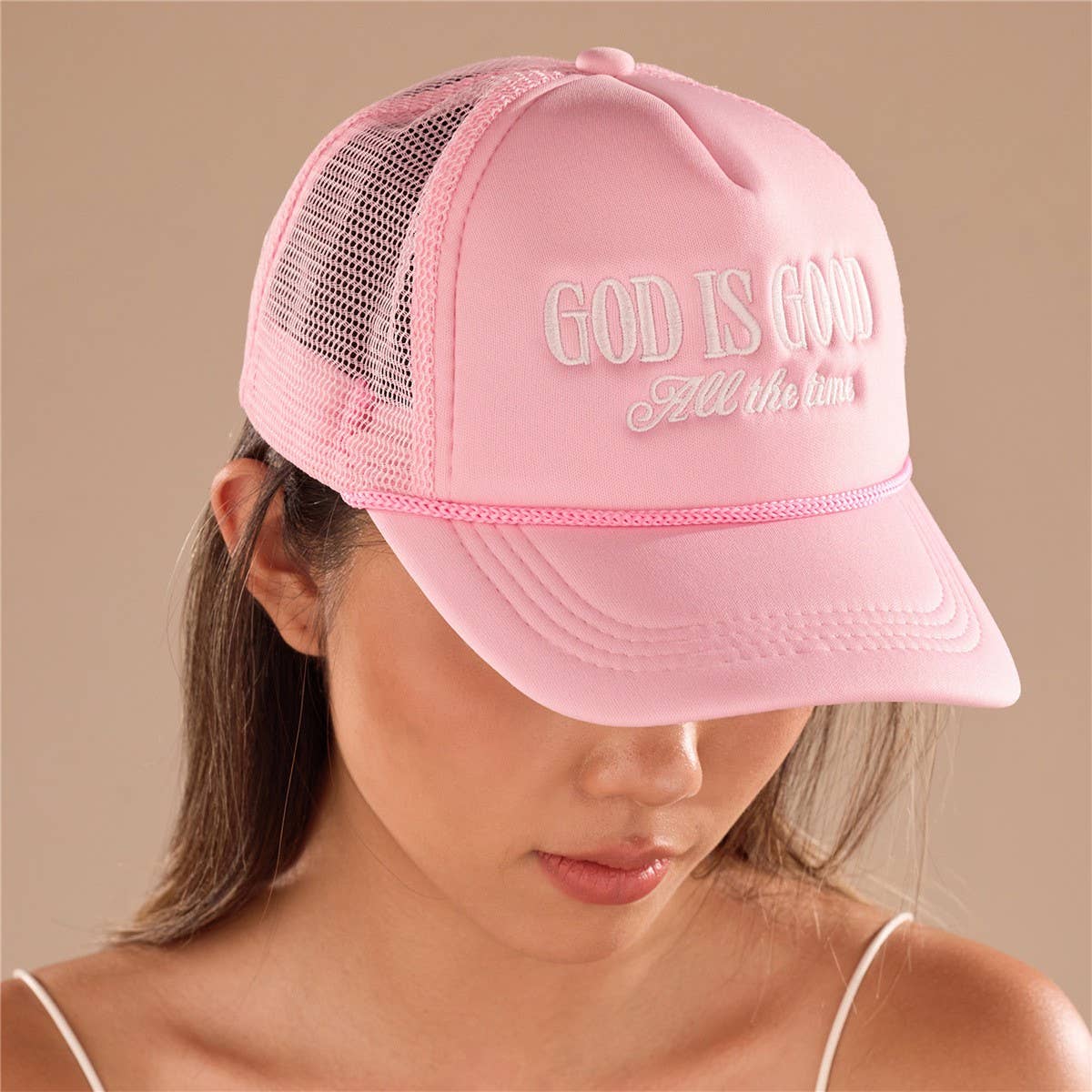 TRUCKER HAT God Is Good  MESH CAP | 40HW753: Pink