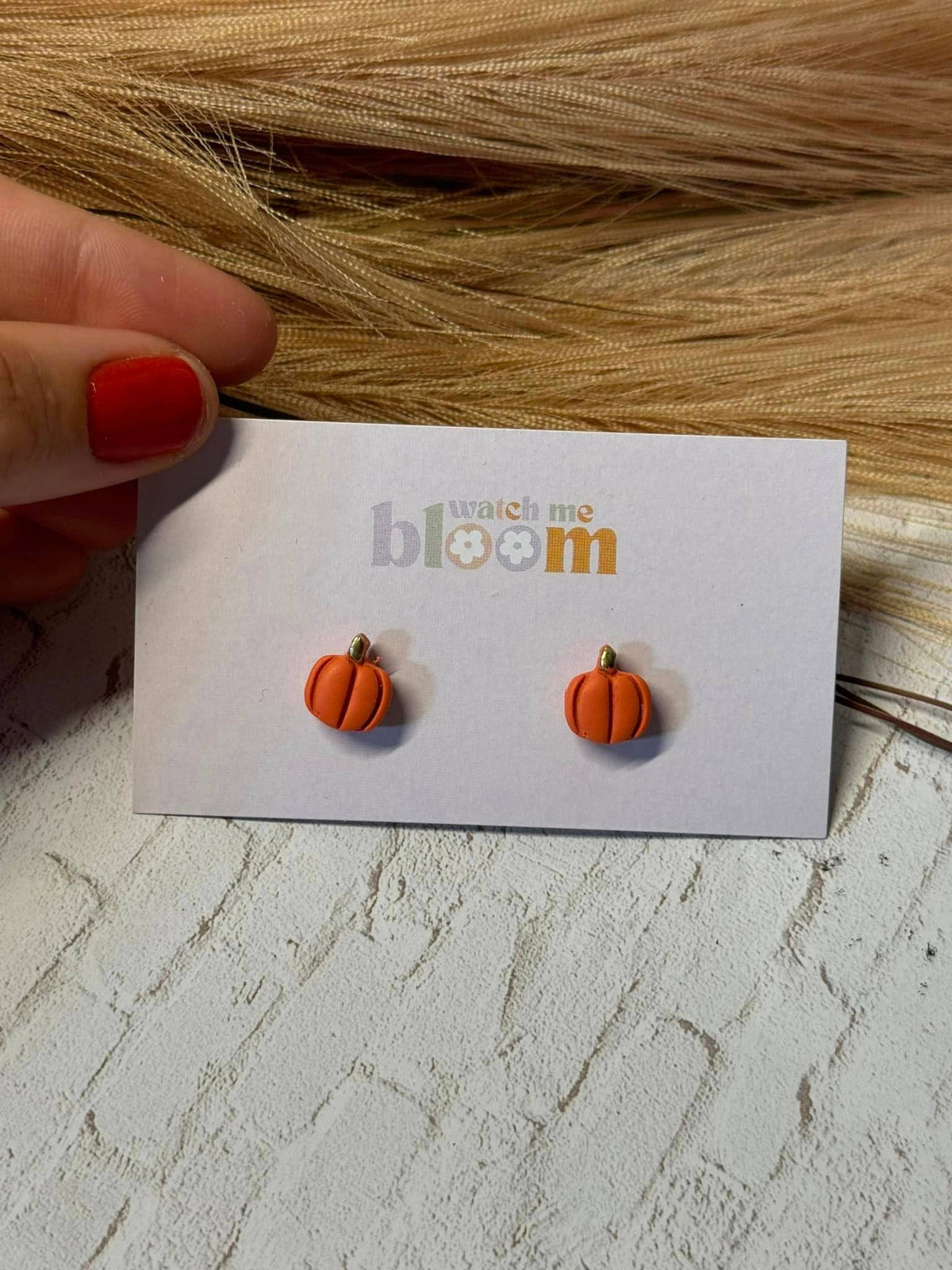 Pumpkin Studs | Polymer Clay Earrings