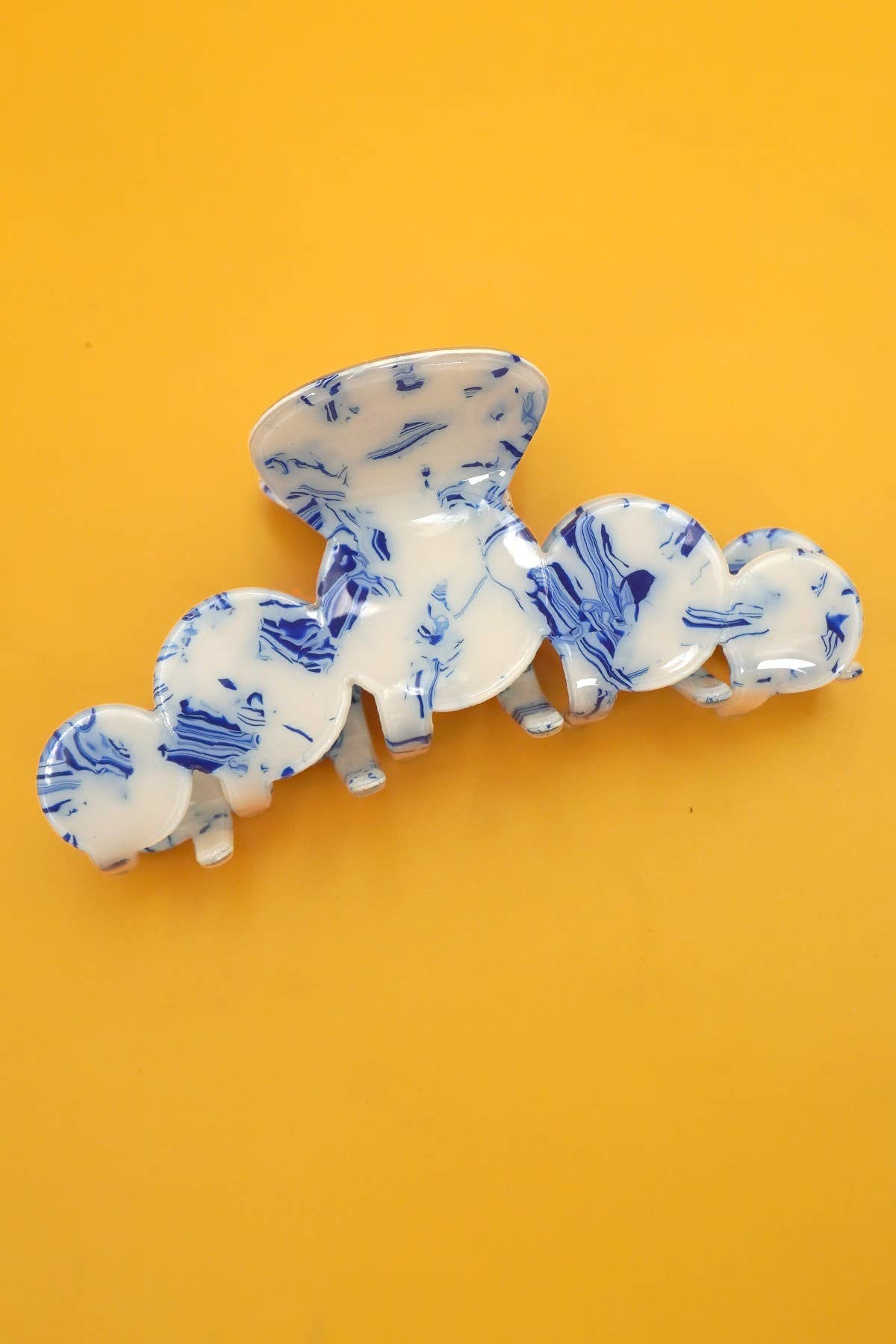 VINTAGE TOILE PATTERN PORCELAIN HAIR CLAW CLIPS | 40H915: ROUND
