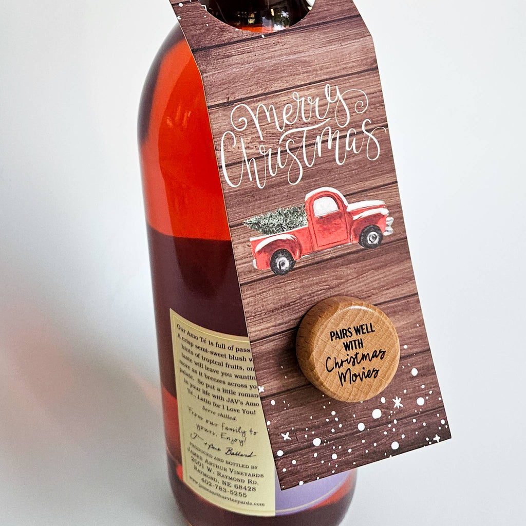 Christmas Wine Bottle Gift Tag & Stopper